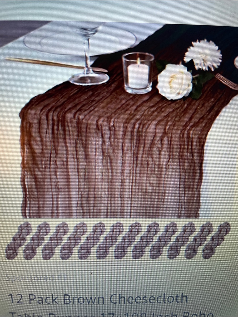 Brown Cheesecloth Table Runner - 12 Pack  Party Supplies  NWT 10 ft each